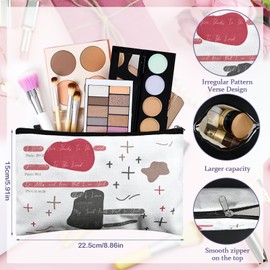 Kuabiz 16 Pcs Christian Cosmetic Bags Bulk Christian GIfts for Women Bible Verse Makeup Bags Inspirational Pencil Pouch Makeup Bags for Travel Motivational Religious Journaling Motivational Supplies