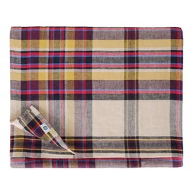 Linen & Cotton Luxury Tablecloth Fabric Table Linen Curtis -100% Linen Yellow Bordeaux Red Blue (130 x 130 cm) Small Square Checked Colourful for Home Kitchen Coffee Table Cloth Decoration Cafe