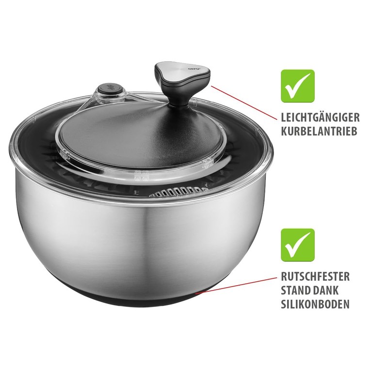 GEFU Crank Drive Salad Spinner 4.5L