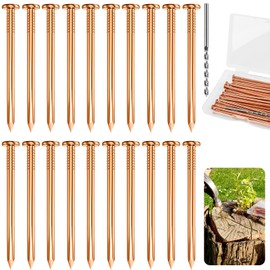 UCandy 20Pack Copper Nails for Killing Trees Stump Root, 3.15" Copper Nails with Drill, Stump Removal Spikes Hardware Nails for Trees
