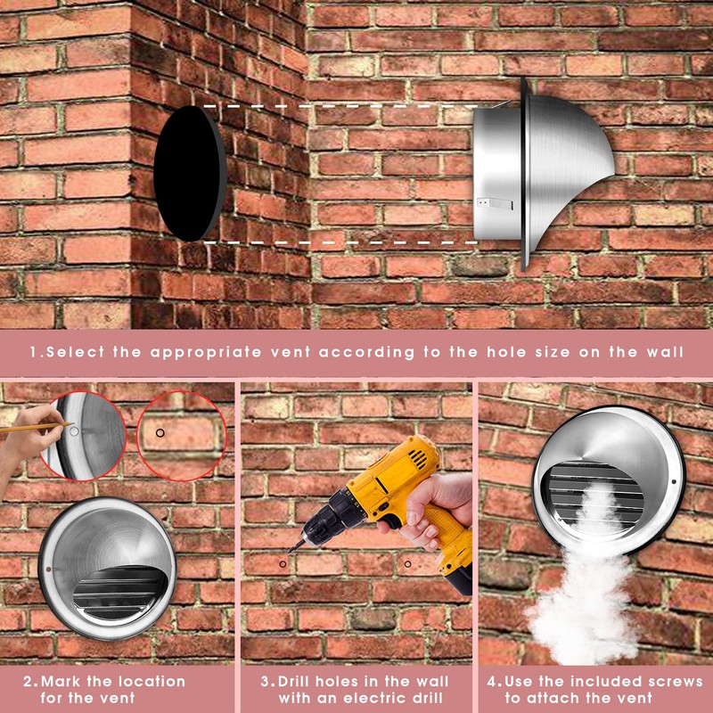 WeCooper 304 Stainless Steel Air Vent 150mm, Round Bull Nosed