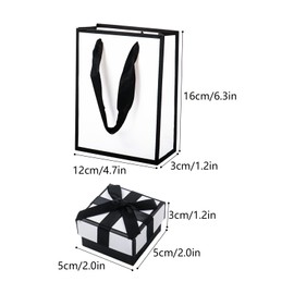 Nwvuop 2Pcs Small Jewellery Gift Box and 2Pcs Bags, 2.0 ×2.0 × 1.2 inches Earring Gift Boxes for Presents Small Gift Boxes with Lids for Rings Earrings(White)