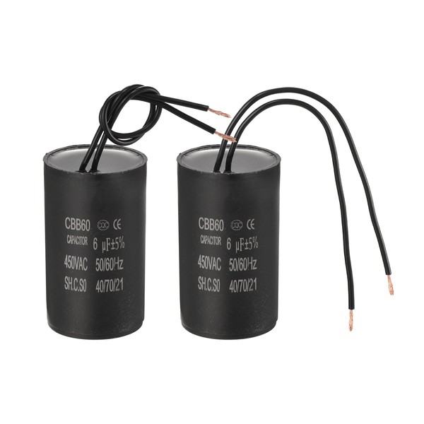 PATIKIL 6uf CBB60 Run Capacitor, 2 Pcs AC 450V 2