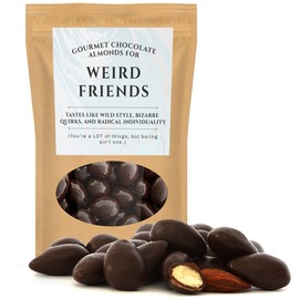 Dark Chocolate Almonds for Weird Friends - Chocolate Gifts For Best Friends, Quirky Stocking Stuffers, Gourmet Gift Basket Filler, Valentines for Friends, BFF Bestie Gift Ideas, Best Friends Forever