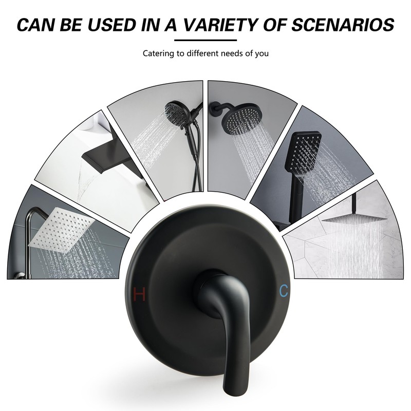 LIWEIKE Matte Black Shower Handle Valve Single Function Shower Valve