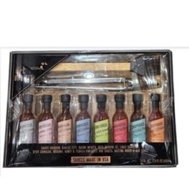 BBQ Barbecue Sauces,Grilling Gifts Flavors Include Kansas City, Bacon Infused, Spicy Sriracha, 10 Piece Set Brush and Tongue, Made in USA