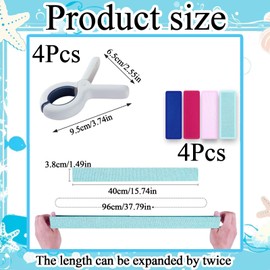 JISRKP 4 Sunbed Towel Bands + 4 Beach Towel Clips Set, Towel Bands For Sun Loungers, Secure Beach Towel Clips For Chairs, Ideal for Beach and Cruise Travel, Family-Friendly Solution