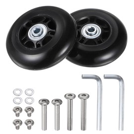 uxcell Replacement Luggage Wheels 80x24mm Suitcase Wheel Repair Kits Include 2 PU Bearing Wheels & Washers, Wrenches & Axle Screw for Trolley Bag, Inline Skate and Caster Board