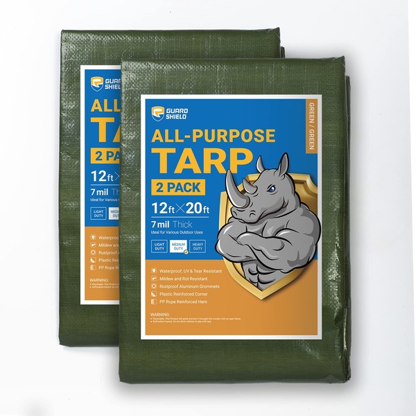 GUARD SHIELD Green Tarp Waterproof 12x20 Feet Medium Duty All