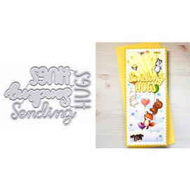XMZZMX Word Sending Hugs Metal Cutting Dies for Card Making, Paper Embossing Die Cuts Kit Templates Supplies, Photo Frame Album DIY Scrapbooking Stencils Sets