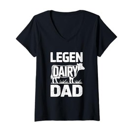 Womens Legen-Dairy Dad Funny Cow Dad Joke V-Neck T-Shirt