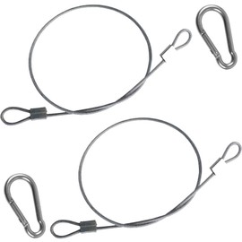 Wire Rope (Set of 2, Carabiner Included, Stainless Wire), Security Wire, Stainless Steel, Adjustable Stainless Steel Wire, Security Wire, Cable Fixing Cable, For Fixing Billboard Slings, DJ Lights, Stage Lights, Fall Prevention, Rust Resistant, Earthquak