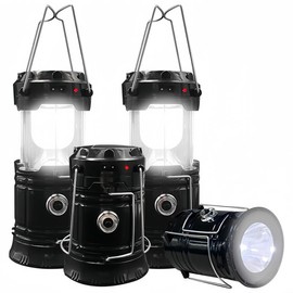 4-Pack Collapsible Portable LED Camping Lantern  Lightweight Waterproof Solar USB Rechargeable LED Flashlight Survival Kits for Indoor Outdoor Home Emergency Light Power Outages Hiking