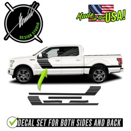 BENINI DESIGN STUDIO Side Door Hockey Stick Racing Strobe Vinyl Stripes Graphics Vinyl Decals Sticker Kit Compatible with Ford F-150 F150 2014-2024 (Red)