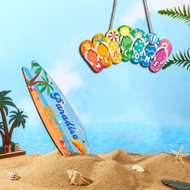 Flip Flops Welcome Sign 16" Summer Pool Beach Signs Decor Outdoor Slippers Shaped Porch Front Door Hanging Wall Sign Decorations Accents for Bathroom Bar Home Yard Garden