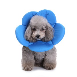 Dog Collar, Pet Cone E-Collar Flower Soft Elizabethan Waterproof Grooming Recovery Protecive Adjustable Collar for Puppy Small Medium Dogs (S Neck:9-11in, Blue)