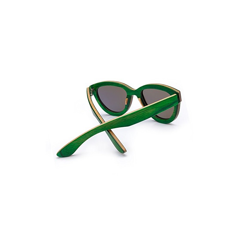 Damen hölzerne Sonnenbrille Handmade Holz Retro Vintage Mirrored Polarisiert Objektive