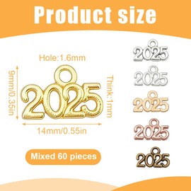 IKOPFLN Pack of 60 2025 Metal Pendant Charms Pendants Bracelets Chain Pendant Earrings Necklaces DIY, V
