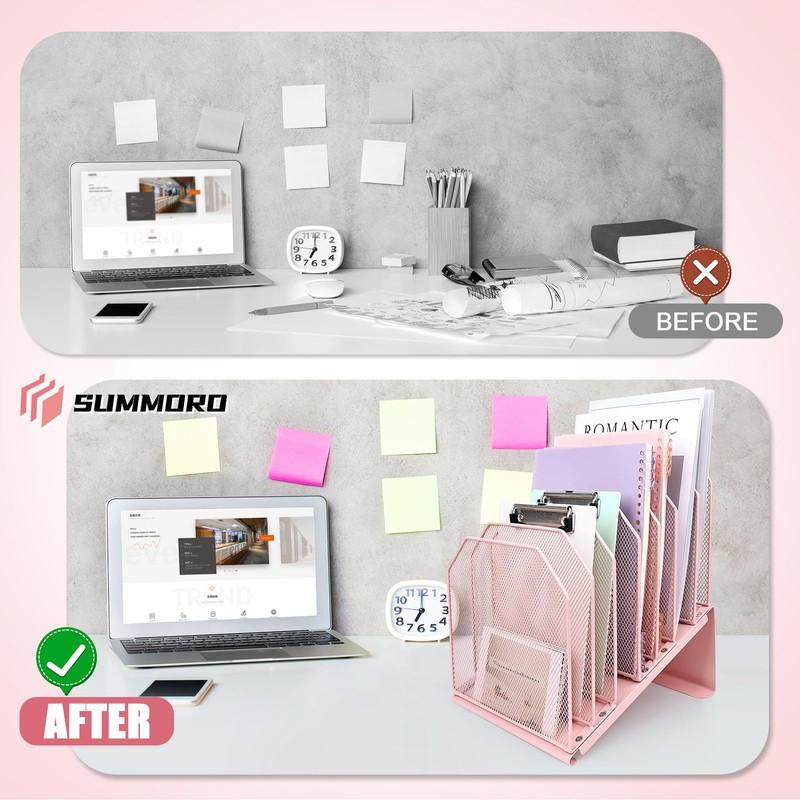 SUMMORO Inclined File Organizer for Desk, 7-Tier Vertical File Folder