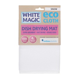White Magic Dish Drying Mat, Snow - Absorbent & Hygienic, Protects Countertops, Quick-Drying Anti-Microbial, Foldable & Easy to Clean, Versatile for Kitchen Essentials, 45x40cm