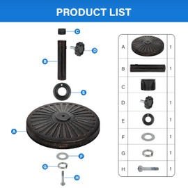 Simple Deluxe 31 LBS 18 in Heavy Duty Round Stand Market Umbrella Base for Patio Outdoor, Deck, Classic-Black