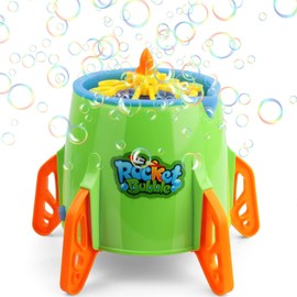 Hanmulee Bubble Maker Machine, Portable Automatic Rocket Bubble Blower 3000+ Bubbles per Minute for Kids, 6 Packs of Bubble Liquid for More Bubbles, Toys for Garden Party Outdoor