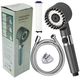 Duschkopf mit Filter Hochdruck Handbrause mit Filtration in 15 Schichten 1,5M Schlauch 3 Strahlarten Sparduschkopf für Entfernen vom harten Wasser, Rest-Chlor, Bakterien und Schwermetall