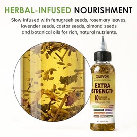 Aceite de hierbas para el crecimiento del cabello, mezcla de romero natural extra fuerte + fenogreco con 10 aceites vegetales para un cabello más fuer