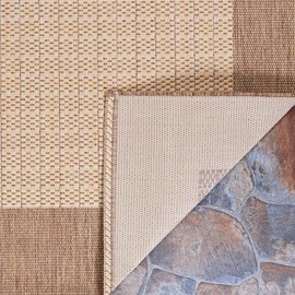 Couristan Recife Checkered Field Indoor/Outdoor Area Rug, 3'9" x 5'5", Natural-Cocoa