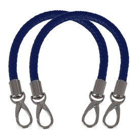 Mture Pack of 2 40 cm Leather Bag Handles with Carabiner Hook, Replacement Handle for Handbags, Shoulder Strap for Bags, Leather Handle for Bag Making, Blue