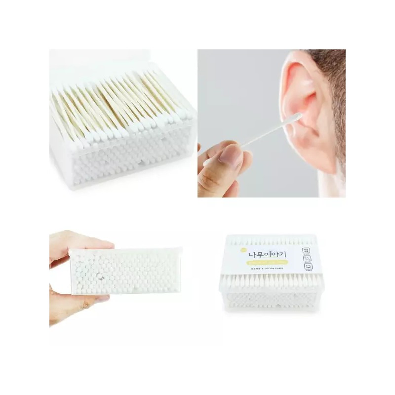 회오리형 사각 종이 면봉 200개입 화장 Spiral Square Paper Cotton