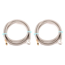 Skweawert 80 In Faucet Supply Lines, 1/4 Female Compression Thread x M10 Male Connector, Braided Stainless Steel Faucet Hose for Kitchen Sink Toilet（2Pack)