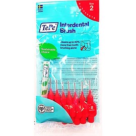 Tepe Interdental Brush, 8 x 10 Bags, Red, 0.02 inches (0.5 mm)