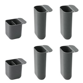 6 Pack DIY Mesh Pencil Holder Cups – Gray Polypropylene Desk Organizer Containers for Pens & Office Supplies