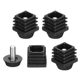 uxcell 4 Set Leveling Feet, M6x20x20mm Plastic Adjustable Furniture Leg Leveling Square Tube Insert Screw-in Glide Levelers for Table Chair Furniture, Black