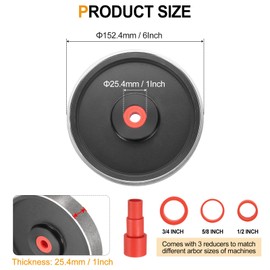 sourcing map Diamond Lapidary Wheel 6 Inch x 1 Inch with 1" Arbor Hole 150 Grit Jewelry Grinding Wheels with Reducers, for Stone, Marble, Gem, Glass, Ceramics, Crystal, Cemented Carbide, Steel