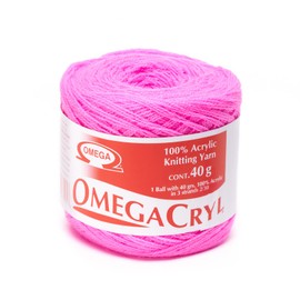 OMEGACRYL [40grs] by Omega - 3-Thread Yarn Ideal for Embroidery, Knitting and Crafts - Color 43-Flamingo Pink 35