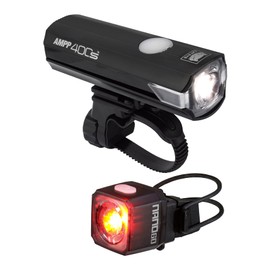 CATEYE AMPP400S & NANO60 Bike Light Set – USB-C 400 Lumen Headlight & 60 Lumen Tail Light with OptiCube™ Lens, Daytime Hyperflash, 360º Visibility, 5 Light Modes, Fits Road, Urban, MTB & Gravel Bikes