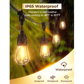 XMCOSY+ 120FT Outdoor String Lights Waterproof - LED Patio Hanging Lights for Outside Porch Backyard Gazebo Garden, Commercial Grade 42 Edison Bulbs