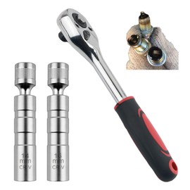 carleef 16mm+14mm Spark Plug Socket with 3/8" Ratchet Wrench,Magnetic Spark Plug Socket Set with 360° Rotation & 12-Point Thin Wall Design,Essential Sparks Plugs Removal Tool Kit