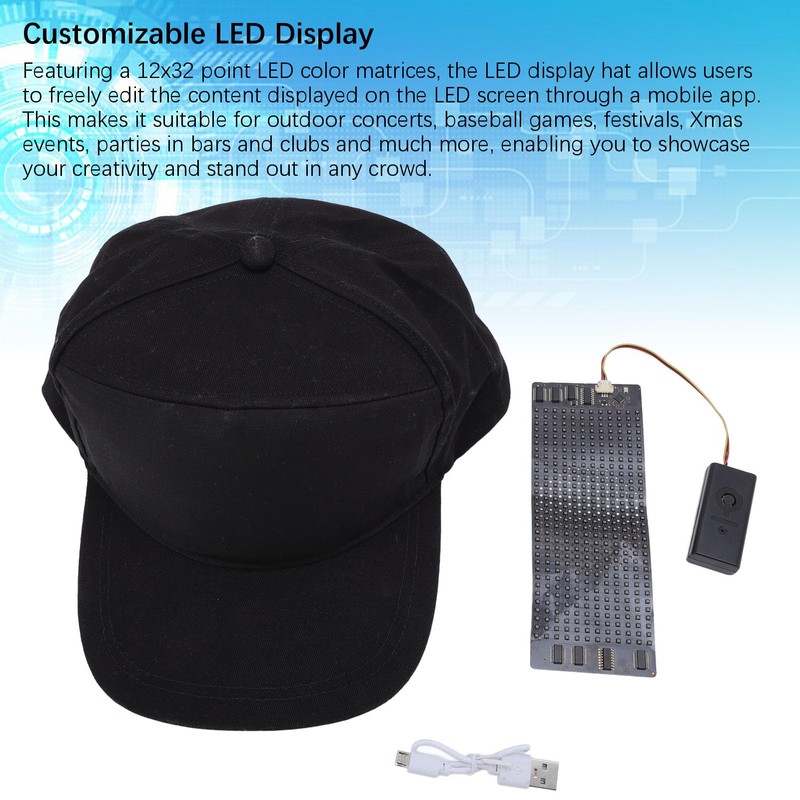 Dpofirs LED Hats, Cool Hat with LED Display, App Control,
