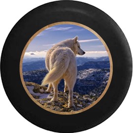 Caps Supply Spare Tire Cover White Wolf Mountain View Size 35 inch