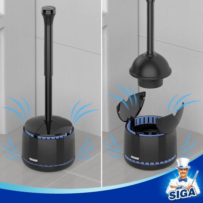 MR.SIGA Toilet Plunger with Holder, Heavy Duty Toilet Plunger and