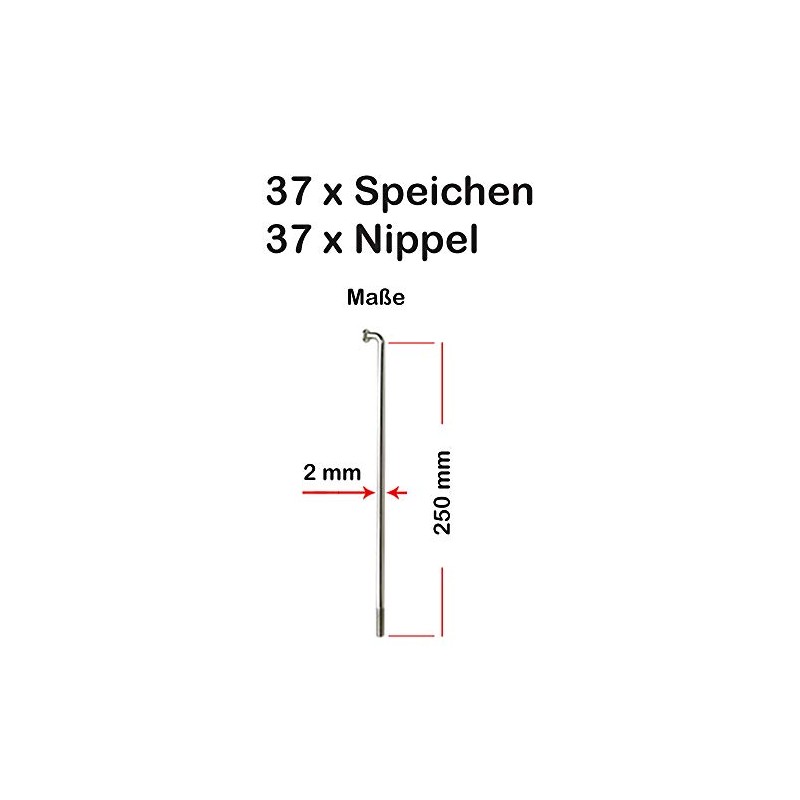 Set 250 mm Speichen Spokes Silver Chrome 2 mm including