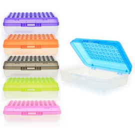 BAZIC Regal Multipurpose Utility Box, Cubby Cubes Bin Pen Pencil Boxes Storage, Desk Plastic Organizer Case, for Pen Pencil College Student Kids School Supplies, Assorted 6 Colors, 24-Pack