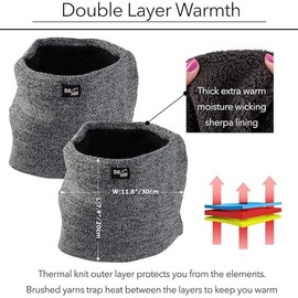 DG Hill Neck Warmer Men Women - 2 Pack Winter Face Mask Thick Thermal - Neck Gaiter Cold Weather Fleece Lined Ski