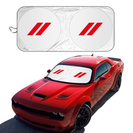 Qianjiang Foldable Sunshade for Dodge Charger Challenger Durango Journey Front Windshield Sun Shade Universal Fit to All Dodge Cars Sun Visor Protector (Red)