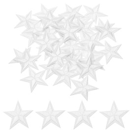 MECCANIXITY 33Pcs Star Iron on Patches Small Star Embroidered Patches Applique Sew on Patches for DIY Crafts Clothing Repairing Bag Hat Decoration,White