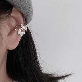 Butterfly Ear Cuff Earrings Pearl Chain Ear Cuffs Earrings for Women Girl Fairy No Piercing Ear Clip Gold Silver Ear Jewelry Gift