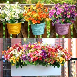 YXYQR 12 Bundles Artificial Daisy Silk Flowers Fake Wildflowers UV Resistant Faux Flowers Plastic Plants Greenery Floral Arrangement for Outdoor Indoor Pot Vase Window Box Outside (Colored)